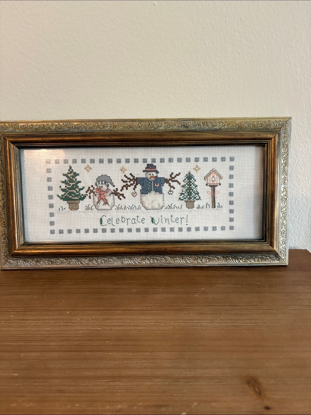 Celebrate Winter Framed Cross Stitch Picture